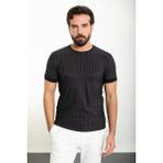 Çizgili Siyah Slim Fit Bisiklet Yaka Erkek T-Shirt