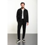 Çizgili Siyah Slim Fit Erkek Mont Pantolon Takım - 52