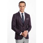 Çizgili Slim Fit Bordo Erkek Ceket - Wessi