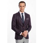 Cizgili Slim Fit Bordo Erkek Ceket