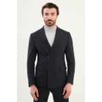 Çizgili Slim Fit Geniş Yaka Kruvaze Erkek Takım Elbise - 52 - Lacivert - 6 Drop