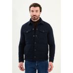 Çizgili Slim Fit Gömlek Yaka Çıtçıtlı Erkek Mont - Lacivert - 52