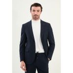 Çizgili Slim Fit Mono Yaka Ipli Yün Erkek Takım Elbise - 50 - Lacivert - 6 Drop