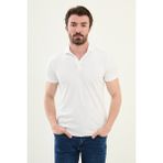 Çizgili Slim Fit Polo Yaka Erkek T-Shirt - Ekru - 2XL
