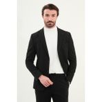 Çizgili Slim Fit Torba Cep Mono Yaka Erkek Ceket - Siyah - 56