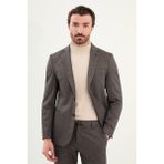 Çizgili Slim Fit Torba Cep Mono Yaka Ipli Erkek Takım Elbise - 52 - Kahverengi - 6 Drop
