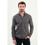 Çizgili Slim Fit Uzun Kollu Oduncu Yün Erkek Gömlek - Vizon