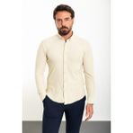 Çizgili Taş Rengi Slim Fit Erkek Gömlek - XL