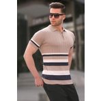 Çizgili Triko Vizon Polo Yaka Tişört 6356