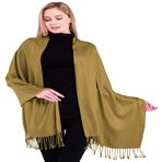 CJ Apparel Altın Kahverengi Düz Renk Püsküller Tasarım Nepal Şal Saniye Eşarp Şal Çaldı Atmak Baş Sarma Pashmina El Yapımı Nepal YENİ, Altın Kahverengi V1050, Tek Beden