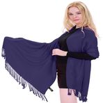 CJ Apparel Bayan El Yapımı Nepal Pashmina Şal, çivit mavisi, Tek Beden