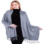 CJ Apparel Bayan El Yapımı Nepal Püskül Shawl Pashmina Şal, arduvaz gri, Tek Beden