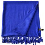 CJ Apparel Bayan El Yapımı Nepal Püskül Shawl Pashmina Şal, Mavi, Tek Beden
