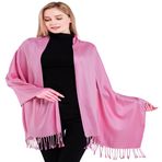 CJ Apparel Bayan El Yapımı Nepal Püsküllü Pashmina Şal, pastel pembe, Ölçü Birimi