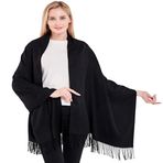 CJ Apparel Bayan Kalın Pamuk Karışımı Pashmina Şal, Siyah, Tek Beden