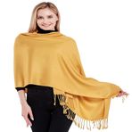 CJ Apparel Bayan tek renkli şal Pashmina şal, Altın kahverengi., Tek Beden