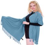 CJ Apparel Bayan tek renkli şal Pashmina şal, kot mavisi, Ölçü Birimi