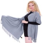 CJ Apparel Bayan Yüksek Kaliteli Tek Renkli Tasarım Pashmina Şal, Gri, Tek Beden
