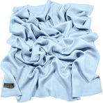 CJ Apparel Bebek Mavisi Açık Mavi Düz Renk Saçak Tasarım Nepal Şal Eşarp Wrap Çaldı Atmak Baş Sarma Pashmina El Yapımı Nepal Yeni, Bebek Mavisi, Tek Beden