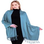 CJ Apparel Denim Mavi Düz Renk Püsküller Tasarım Nepal Şal Saniye Eşarp Şal Çaldı Atmak Baş Sarma Pashmina El Yapımı Nepal YENİ, Denim Mavi A1041, Tek Beden