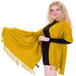 CJ Apparel Düz Renk Nepal Şal Eşarp Şal Şal Atmak Baş Sarma Pashmina YENİ, Amber Sarı An1000.5, Tek Beden