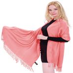 CJ Apparel Düz Renk Nepal Şal Eşarp Şal Şal Atmak Baş Sarma Pashmina YENİ, Mercan Pembe V1024, Tek Beden