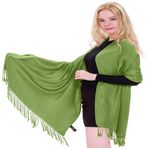 CJ Apparel Düz Renk Nepal Şal Eşarp Şal Şal Atmak Baş Sarma Pashmina YENİ, Yeşil An1052, Tek Beden