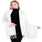 CJ Apparel Düz Renk Nepal Şal Saniye Eşarp Şal Çaldı Atmak Baş Wrap Yüz Kapağı Pashmina YENİ, Beyaz, Tek Beden
