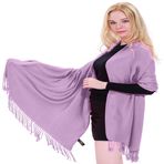 CJ Apparel Düz Renk Püsküller Tasarım Nepal Şal Saniye Eşarp Sarma Çalınan Atmak Baş Sarma Pashmina El Yapımı Nepal Yeni, Açık Mor A1074, Tek Beden