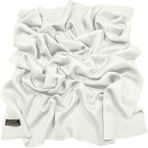 CJ Apparel Düz Renk Tasarım Nepal Saçak Şal Eşarp Wrap Atmak Baş Sarma Yüz Kapağı Pashmina YENİ Çaldı, Parlak Beyaz, Tek Beden