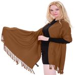 CJ Apparel Düz Renk Tasarım Nepal Şal Eşarp Wrap Atmak Baş Wrap Yüz Kapak Pashmina YENİ Çaldı, Kahverengi (Renk # 109), Tek Beden