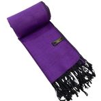 CJ Apparel Düz Renk Tasarım Nepal Şal Saniye Eşarp Wrap Çaldı Atmak Kafa Wrap Yüz Kapağı Pashmina YENİ, Siyah & Mor, Tek Beden
