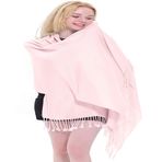 CJ Apparel Düz Renk Tasarım Şal Eşarp Şal Atmak Baş Sarma Püsküller Yüz Kapak El Yapımı Nepal Pashmina YENİ, Açık Pembe, Tek Beden