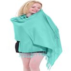 CJ Apparel Düz Renk Tasarım Şal Eşarp Şal Atmak Baş Sarma Püsküller Yüz Kapak El Yapımı Nepal Pashmina YENİ, Camgöbeği, Tek Beden