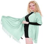 CJ Apparel Düz Renk Tasarım Şal Eşarp Şal Atmak Baş Sarma Püsküller Yüz Kapak El Yapımı Nepal Pashmina YENİ, Gök Mavisi, Tek Beden