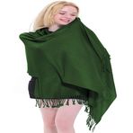CJ Apparel Düz Renk Tasarım Şal Eşarp Şal Atmak Baş Sarma Püsküller Yüz Kapak El Yapımı Nepal Pashmina YENİ, Zümrüt Yeşili, Tek Beden