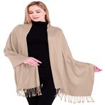 CJ Apparel Düz Renk Tasarım Şal Saniye Eşarp Şal Atmak Baş Sarma Püsküller Yüz Kapağı Pashmina Nepal YENİ, Şampanya Pembesi, Tek Beden