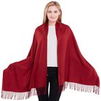 CJ Apparel Kalın Katı Renk Püsküller Tasarım Pamuk Karışımı Şal Eşarp Wrap Atmak Baş Wrap Pashmina YENİ Çaldı, Bordo 229, Tek Beden