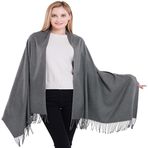 CJ Apparel Kalın Katı Renk Püsküller Tasarım Pamuk Karışımı Şal Eşarp Wrap Atmak Baş Wrap Pashmina YENİ Çaldı, Kömür Siyah, Tek Beden