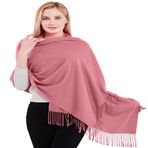 CJ Apparel Kalın Katı Renk Püsküller Tasarım Pamuk Karışımı Şal Eşarp Wrap Atmak Baş Wrap Pashmina YENİ Çaldı, Koyu Mercan Pembesi, Tek Beden