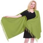 CJ Apparel Kalın Katı Renk Püsküller Tasarım Pamuk Karışımı Şal Eşarp Wrap Atmak Baş Wrap Pashmina YENİ Çaldı, Limon Yeşili, Tek Beden