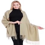 CJ Apparel Kalın Katı Renk Püsküller Tasarım Pamuk Karışımı Şal Eşarp Wrap Atmak Baş Wrap Pashmina YENİ Çaldı, Şampanya, Tek Beden