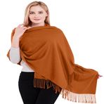 CJ Apparel Kalın Katı Renk Püsküller Tasarım Pamuk Karışımı Şal Eşarp Wrap Atmak Baş Wrap Pashmina YENİ Çaldı, Trabzon hurması portakal, Tek Beden
