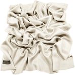 CJ Apparel Kapalı Beyaz Krem Fildişi Düz Renk Saçak Tasarım Nepal Şal Eşarp Wrap Çaldı Atmak Baş Sarma Pashmina El Yapımı Nepal Yeni, Kırık beyaz, Tek Beden