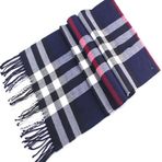 CJ Apparel Lacivert Tartan Tasarım Nepal Püsküller Şal Saniye Eşarp Wrap Çaldı Atmak Baş Wrap Yüz Kapak Pashmina YENİ, Lacivert, Tek Beden
