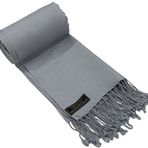 CJ Apparel Mavi Gri Gri Düz Renk Püsküller Tasarım Şal Saniye Eşarp Şal Çaldı Atmak Baş Sarma Pashmina El Yapımı Nepal YENİ, Mavi Gri An1012, Tek Beden