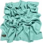 CJ Apparel Mavi Yeşil Camgöbeği Düz Renk Saçak Tasarım Nepal Şal Saniye Eşarp Şal Çaldı Atmak Baş Sarma Pashmina El Yapımı Nepal YENİ, Mavi Yeşil Fc1010, Tek Beden