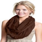 CJ Apparel Mobius Infinity Eşarp Saniye Snood Cowl Dairesel Tüp Yuvarlak Şal Yüz Kapağı Pashmina YENİ, Koyu Kahverengi, Tek Beden