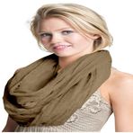 CJ Apparel Mobius Sonsuzluk Eşarp Saniye Snood Kukuletası Dairesel Tüp Yuvarlak Şal Pashmina Yeni, Bej, Tek Beden