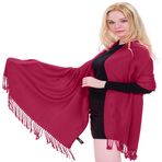 CJ Apparel Tek renk Nepal omuz havlusu Pashmina şal omuz havlusu Pashminas zarf, Fuchsia Rosa, Einheitsgröße